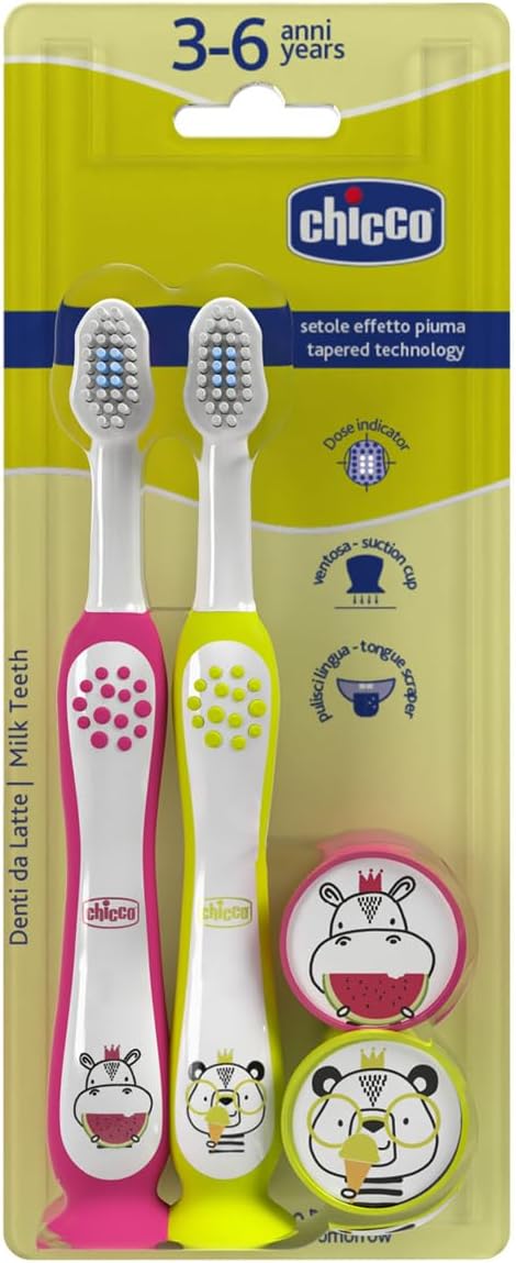 Chicco Combo Toothbrushes Tiger & Panda 3-6y - Assorted - Image 1